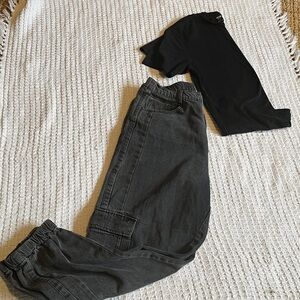 forever 21 grey jogger jeans cargo denim pants